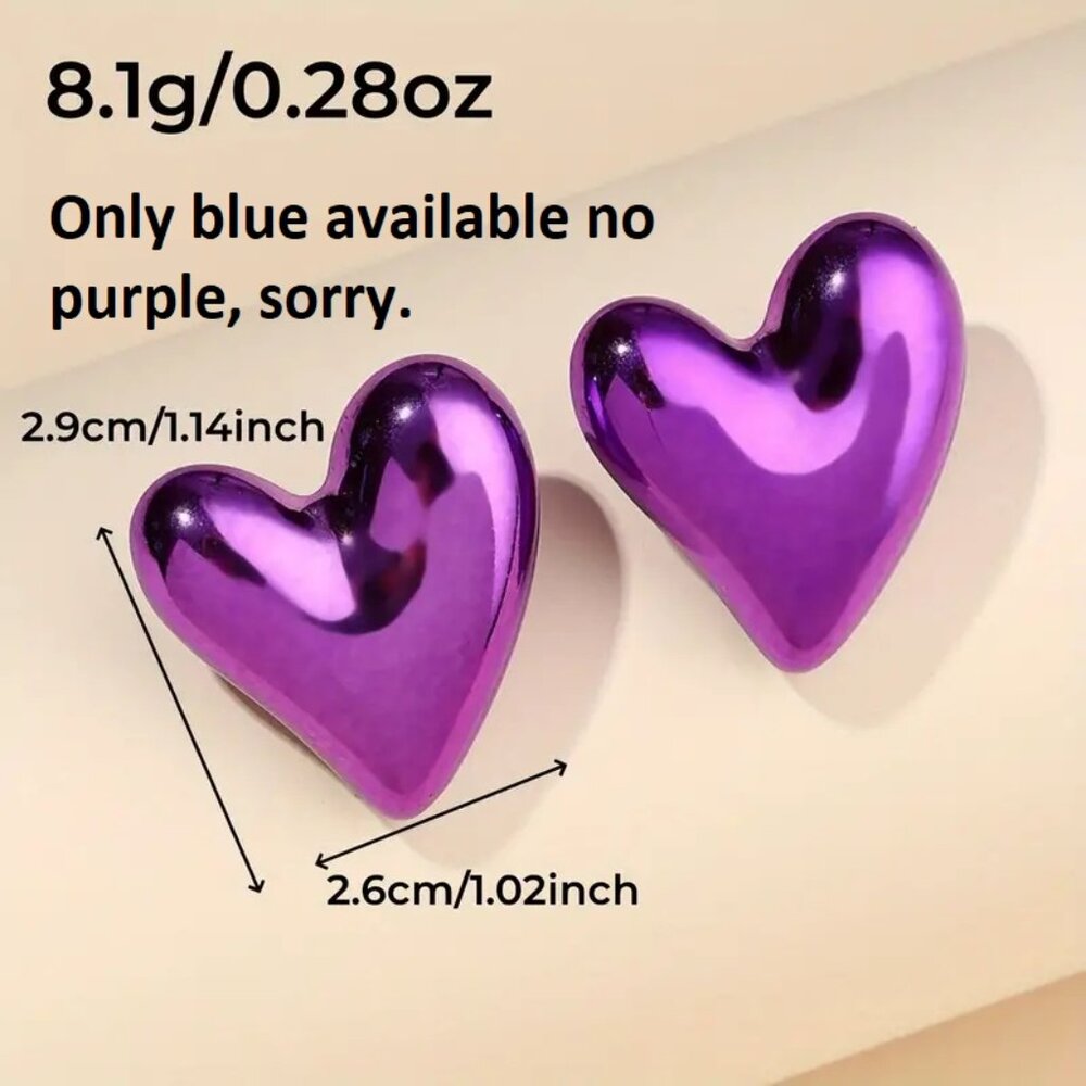Blue Heart NEW Earrings - Picture 2 of 2